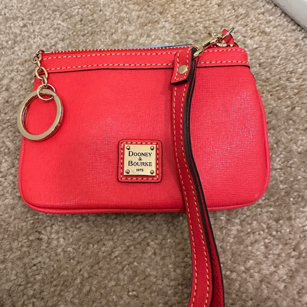 Dooney & Bourke Red Wristlet with Gold Accents